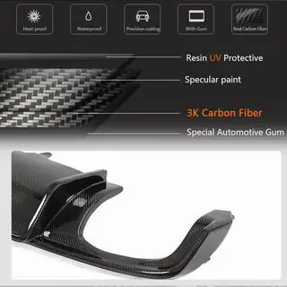 Rear bumper diffuser V1 (for S-Line Sedan 2015-2019, Carbon) photo 3
