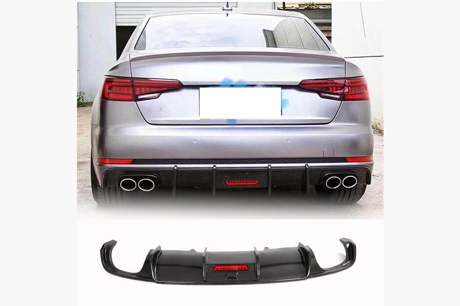 Audi A4 B9 2015-2024 Rear bumper diffuser V1 (for S-Line Sedan 2015-2019, Carbon) Image