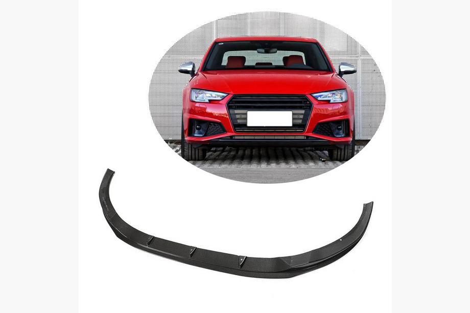 Audi A4 B9 2015-2024 Front bumper lip Lip V6 (for S-Line Sedan 2015-2019, Carbon) Image