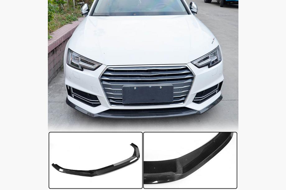 Audi A4 B9 2015-2024 Front bumper lip spoiler Lip V4 (for S-Line Sedan 2015-2019, Carbon) Image