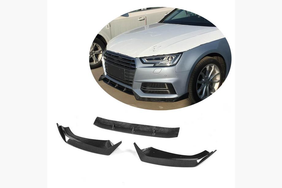 Audi A4 B9 2015-2024 Front bumper lip Lip V5 (for S-Line Sedan 2015-2019, Carbon) Image