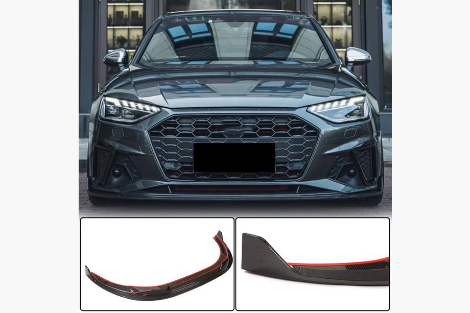 Audi A4 B9 2015-2024 Front bumper lip Lip V1 (for S-Line Sedan 2019-2024, Carbon) Image