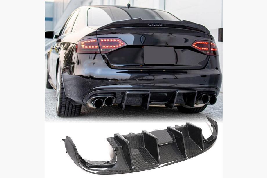 Audi A4 B8 2007-2015 Rear Bumper Diffuser V2 (for S4 2009-2012, Carbon) Image