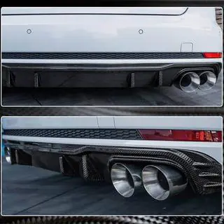 Rear Bumper Diffuser V2 (for S-Line Sedan 2015-2019, Carbon) photo 4