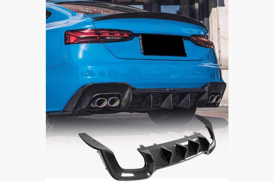 Audi A5 2016-2025 Rear Bumper Diffuser V2 (for S-Line 2021-2025, Carbon) Image
