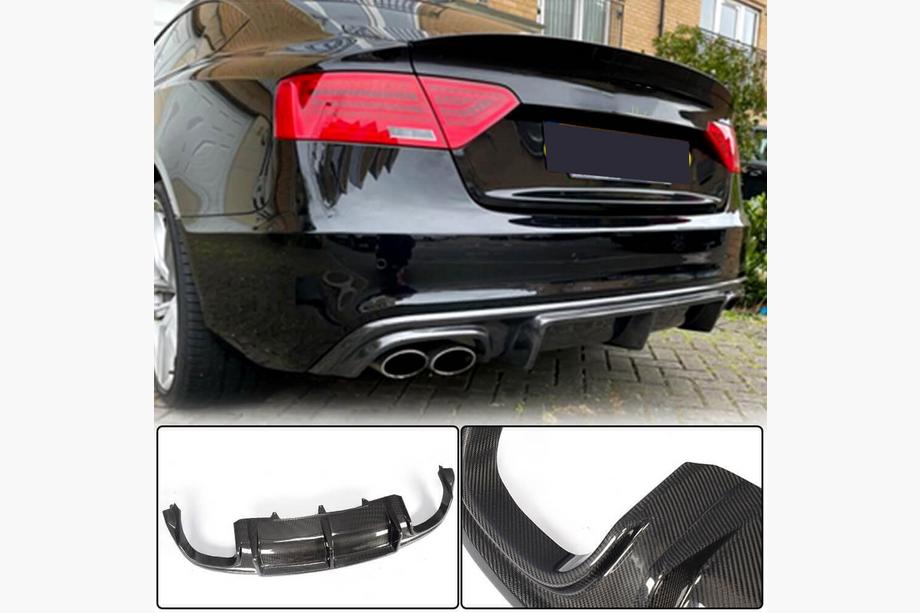 Audi A5 2007-2015 Rear Bumper Diffuser V3 (for S-Line 2012-2015, Carbon) Image