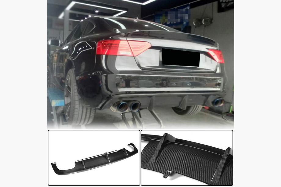 Audi A5 2007-2015 Rear Bumper Diffuser V1 (for S-Line 2012-2015, Carbon) Image