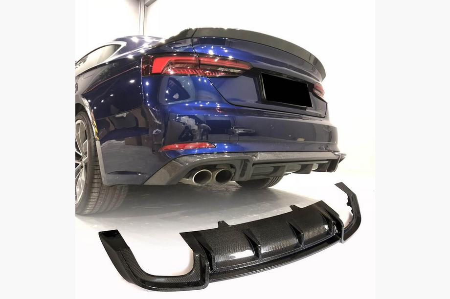 Audi A5 2016-2025 Rear Bumper Diffuser V2 (for S-Line 2016-2020, Carbon) Image