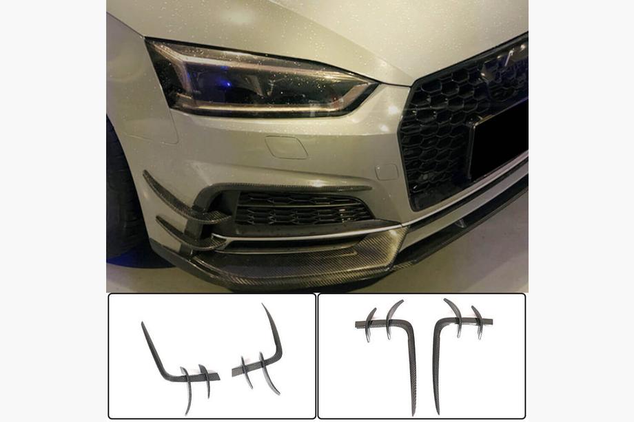 Audi A5 2016-2025 Front Bumper Flap V2 Extensions (for S-Line 2016-2020, Carbon) Image