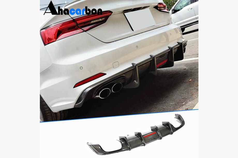 Audi A5 2016-2025 Rear Bumper Diffuser V1 (for S-Line 2016-2020, Carbon) Image