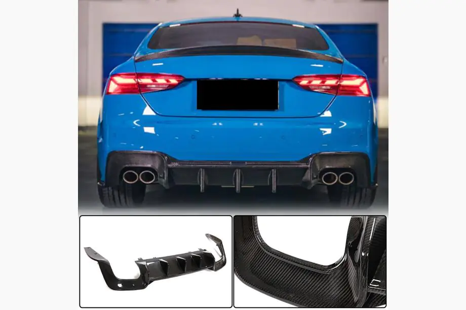Audi A5 2016-2025 Rear Bumper Diffuser V1 (for S-Line 2021-2025, Carbon) Image