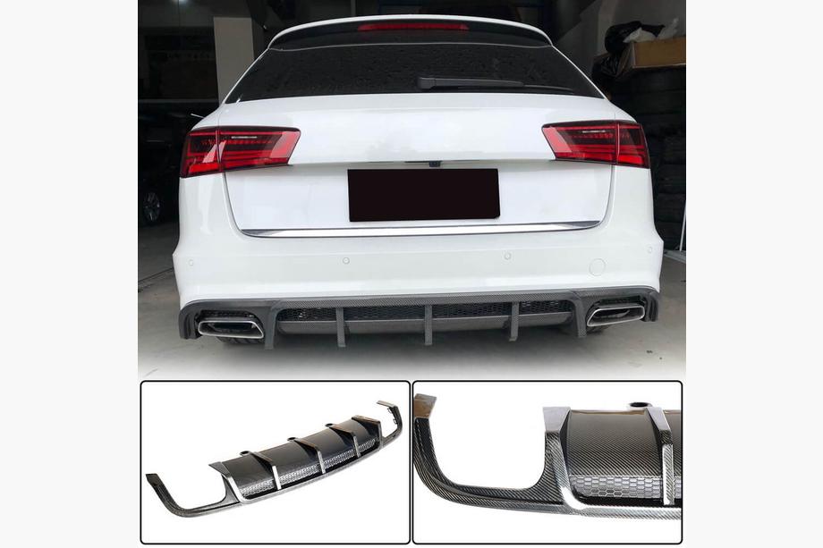 Audi A6 C7 2011-2017 Rear bumper diffuser (for S-Line Avant 2014-2018, Carbon) Image