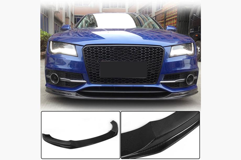 Audi A7 2010-2018 Front Bumper Lip V2 (for S-Line 2010-2014, Carbon) Image