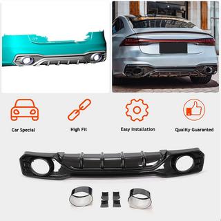 Rear bumper diffuser with exhaust tips (for S-Line 2018-2022, Dry Carbon) photo 2