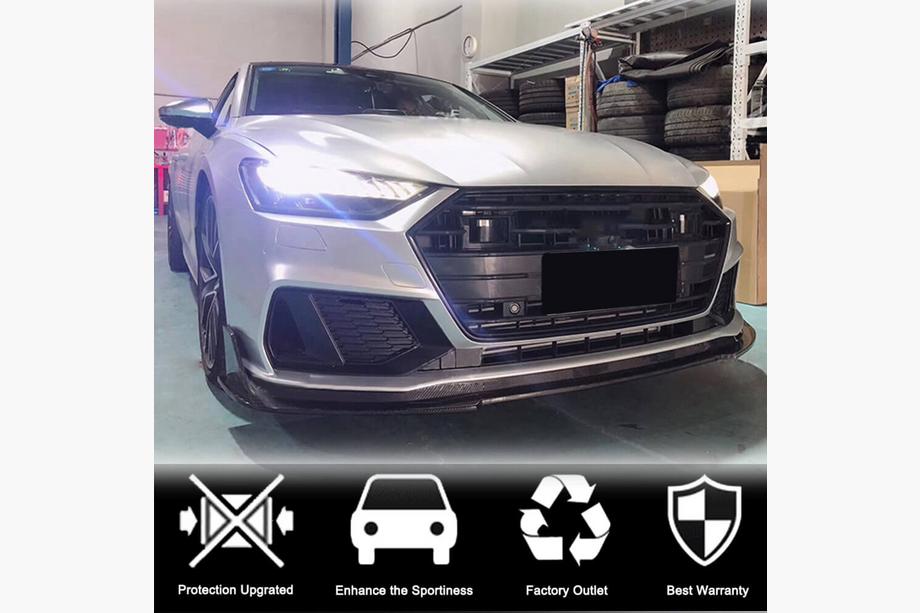 Audi A7 2018- Front Bumper Lip Spoiler (for S-Line 2018-2022, ABS) Photo 2