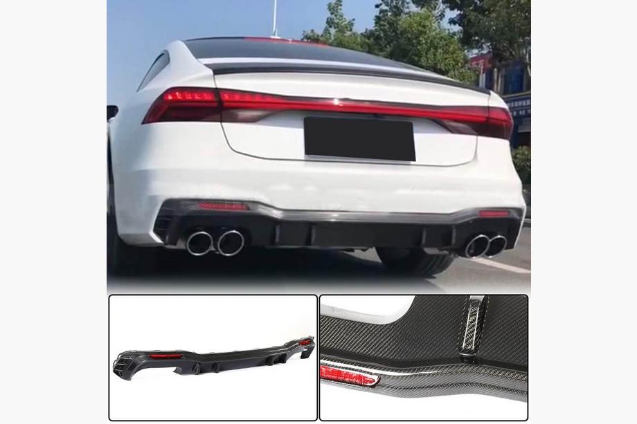 Audi A7 2018- Rear Bumper Diffuser (for S-Line 2018-2022, Carbon) Image