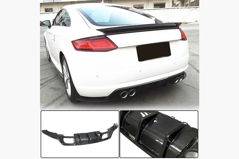 Audi TT 2014-2023 Rear Bumper Diffuser (for Base, 2014-2019, Carbon) Image