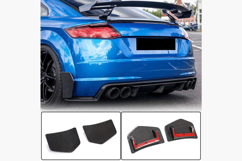 Audi TT 2014-2023 Rear Bumper Flap Extensions (for S-line/TTS/TTRS, 2014-2019, Carbon) Image