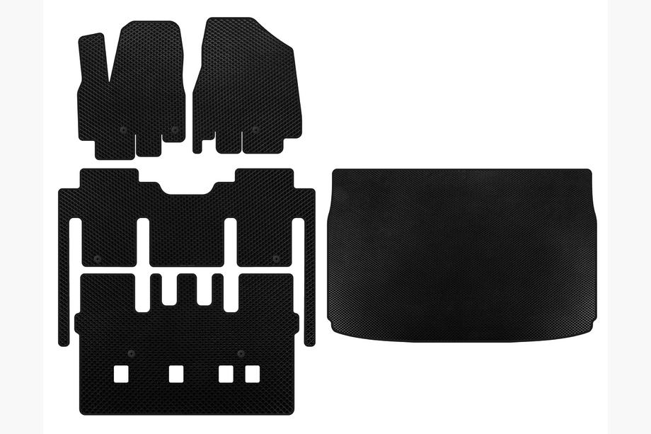 Kia Sedona 2014-2020 EVA Floor Mats (full interior, 8-seater, Black) Image
