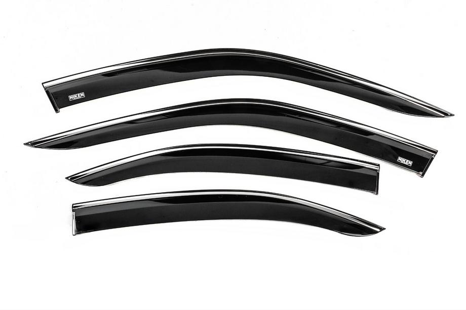 Opel Mokka 2021- Window deflectors with chrome trim (4 pcs, Niken) Image