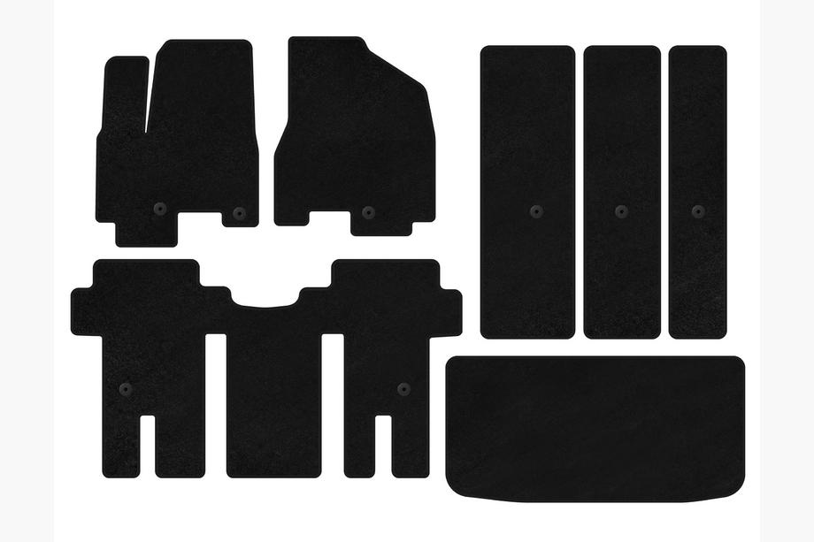Kia Carnival 2014-2020 Textile Floor Mats Premium (Full Set, Black) Image