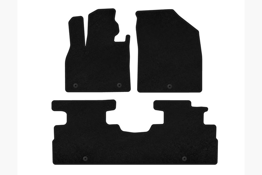 Hyundai Palisade 2018-2025 Textile Floor Mats Classic (2 Rows, 7-Seater, Black) Image