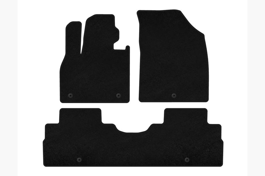 Hyundai Palisade 2018-2025 Textile Floor Mats Classic (2 Rows, 8-Seater, Black) Image