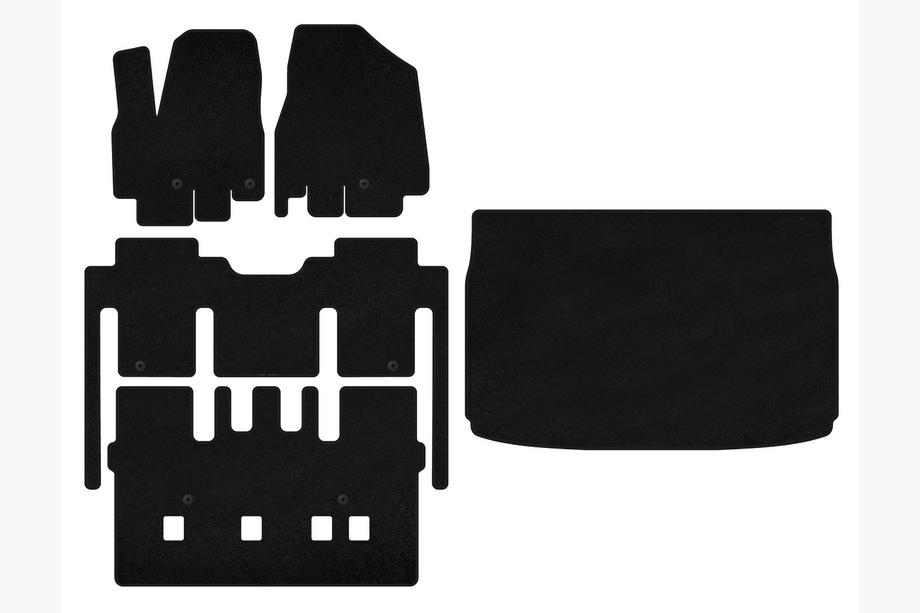 Kia Sedona 2014-2020 Textile Floor Mats Classic (full interior, 8-seater, Black) Image