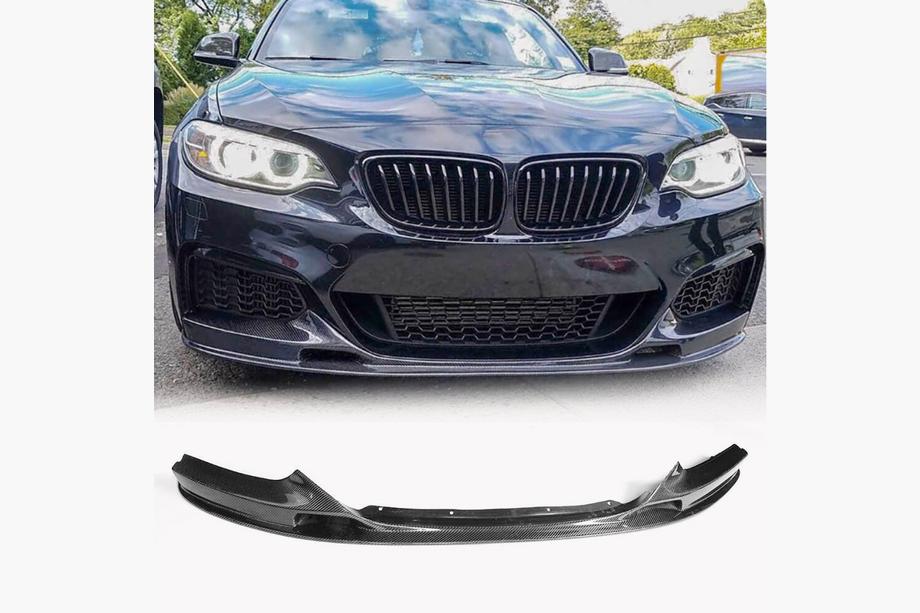 BMW 2 Series F22/F23 2014-2021 Front Bumper Lip V2 (for F22/23 M-Sport, Carbon) Photo 1