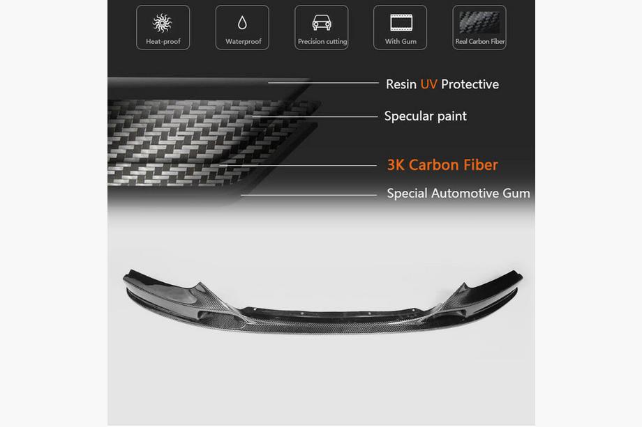 BMW 2 Series F22/F23 2014-2021 Front Bumper Lip V2 (for F22/23 M-Sport, Carbon) Photo 6