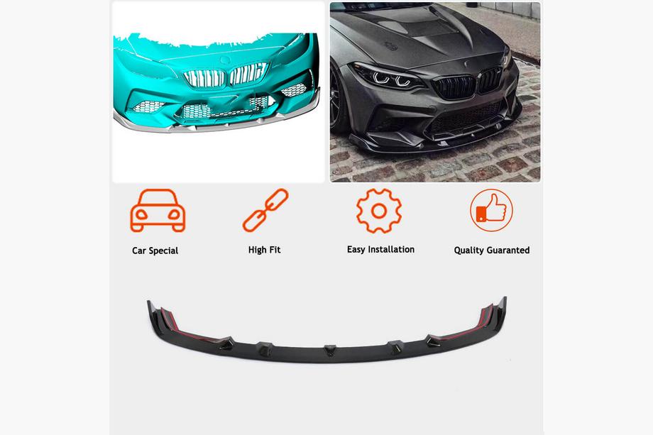 BMW 2 Series F22/F23 2014-2021 Front Bumper Lip V7 for F87 M2 Competition, Carbon Photo 3