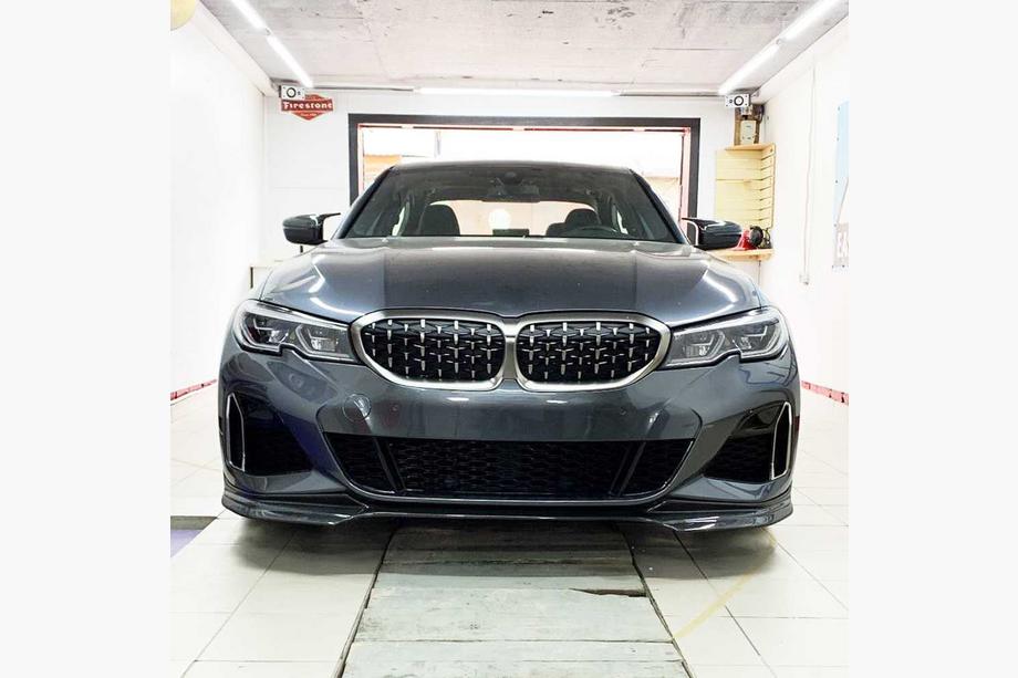 BMW 3 Series G20/G21 2018- Front Bumper Lip V3 for M-Sport 2018-2022, Carbon Image