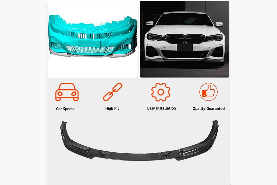 BMW 3 Series G20/G21 2018- Front Bumper Lip V7 for M-Sport 2018-2022 Carbon Photo 2