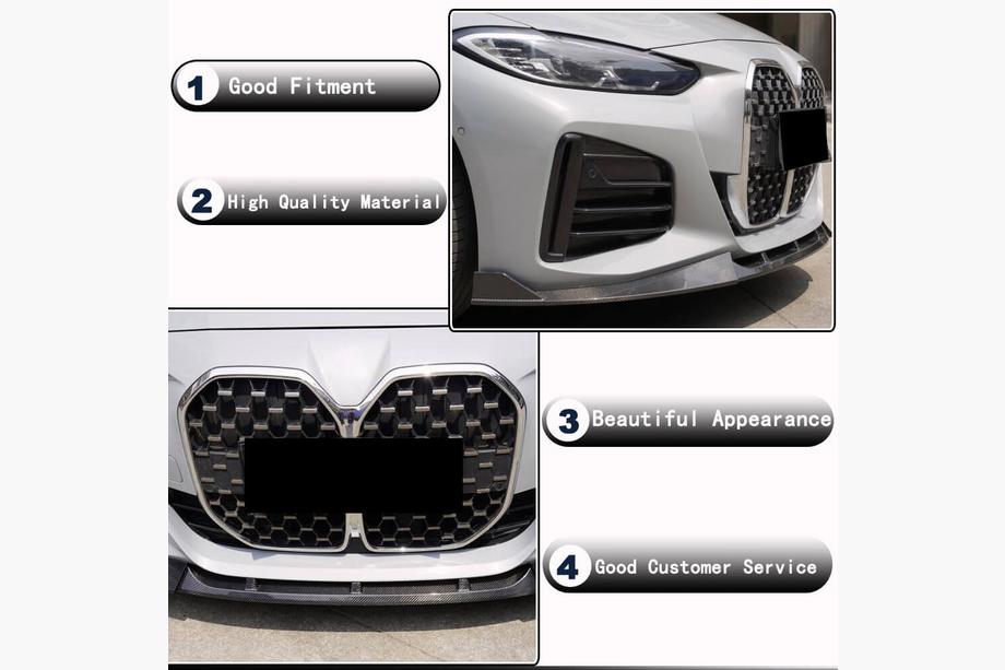 BMW 4 Series G22/23/26 2020- Front Bumper Lip V3 (for G26 M-Sport, Carbon) Photo 3