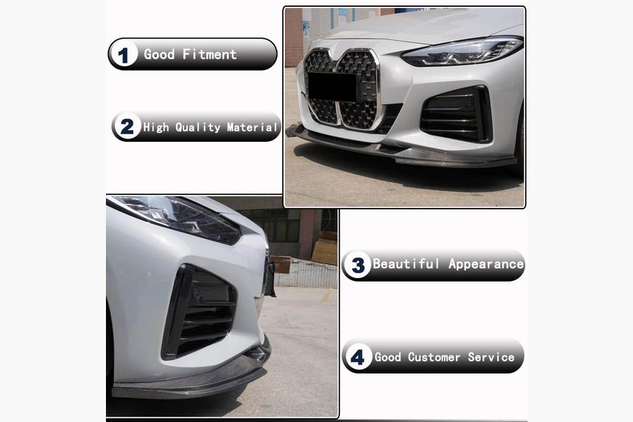 BMW 4 Series G22/23/26 2020- Front Bumper Lip V2 for G26 M-Sport, Carbon Photo 3