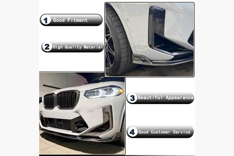 BMW X3 G01 2018- Front bumper lip (for F97 2022-2024, Carbon) Photo 3