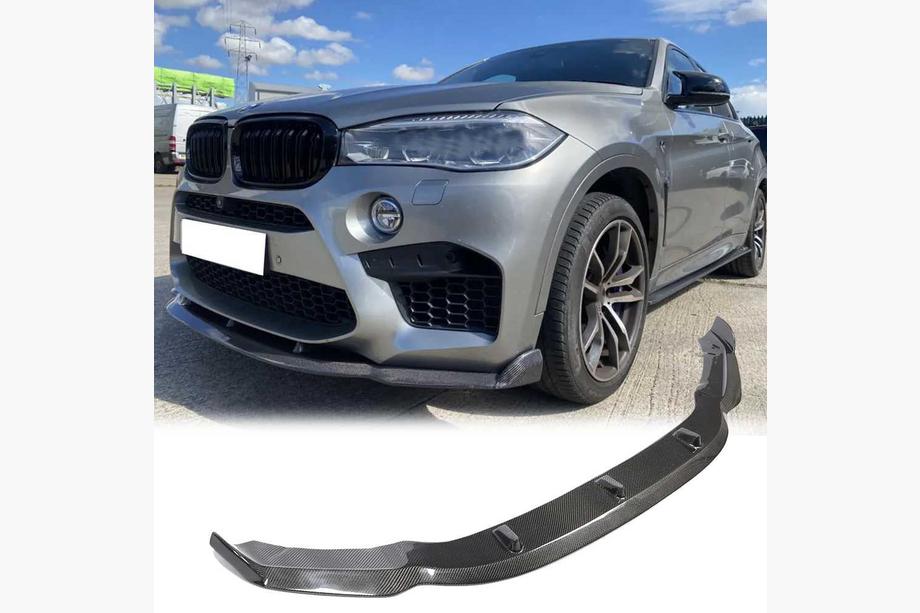 BMW X6 F16 2014-2019 Front Bumper Lip V3 for F86, Carbon Photo 1