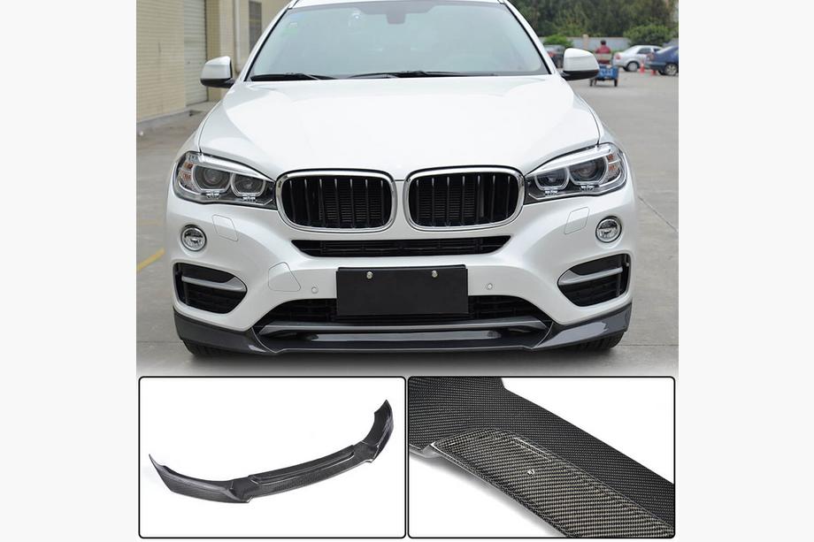 BMW X6 F16 2014-2019 Front Bumper Lip V2 Add-on (for Base, Carbon) Photo 2