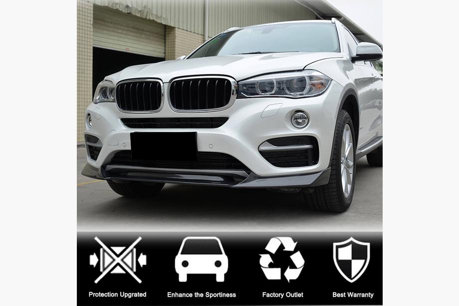 BMW X6 F16 2014-2019 Front Bumper Lip V2 Add-on (for Base, Carbon) Photo 3