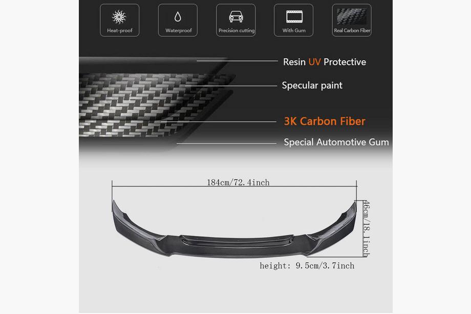 BMW X6 F16 2014-2019 Front Bumper Lip V2 Add-on (for Base, Carbon) Photo 6