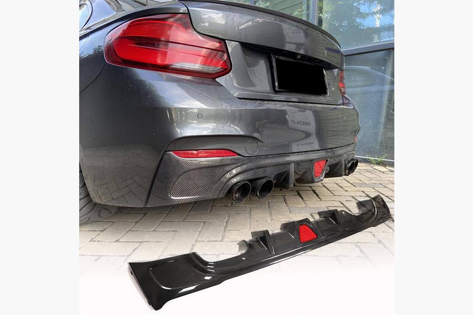 BMW 2 Series F22/F23 2014-2021 Rear Bumper Diffuser V2 for F22/F23 M-Sport, Carbon Image