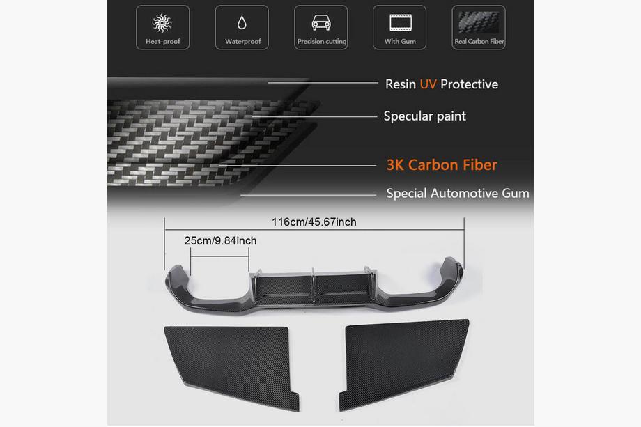BMW 2 Series F22/F23 2014-2021 Rear Bumper Diffuser Carbon V4 (for F87) Photo 5