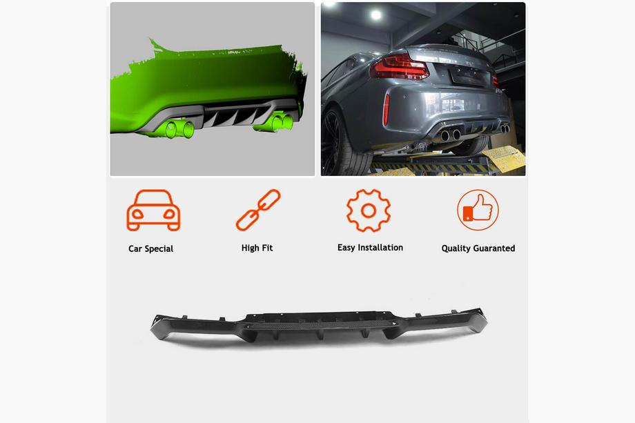 BMW 2 Series F22/F23 2014-2021 Rear Diffuser V5 for F87 M2/M2C, Carbon Photo 3
