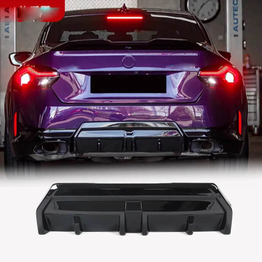 BMW 2 Series G42 2021- Rear Bumper Diffuser Black ABS V1 (M Sport) Image