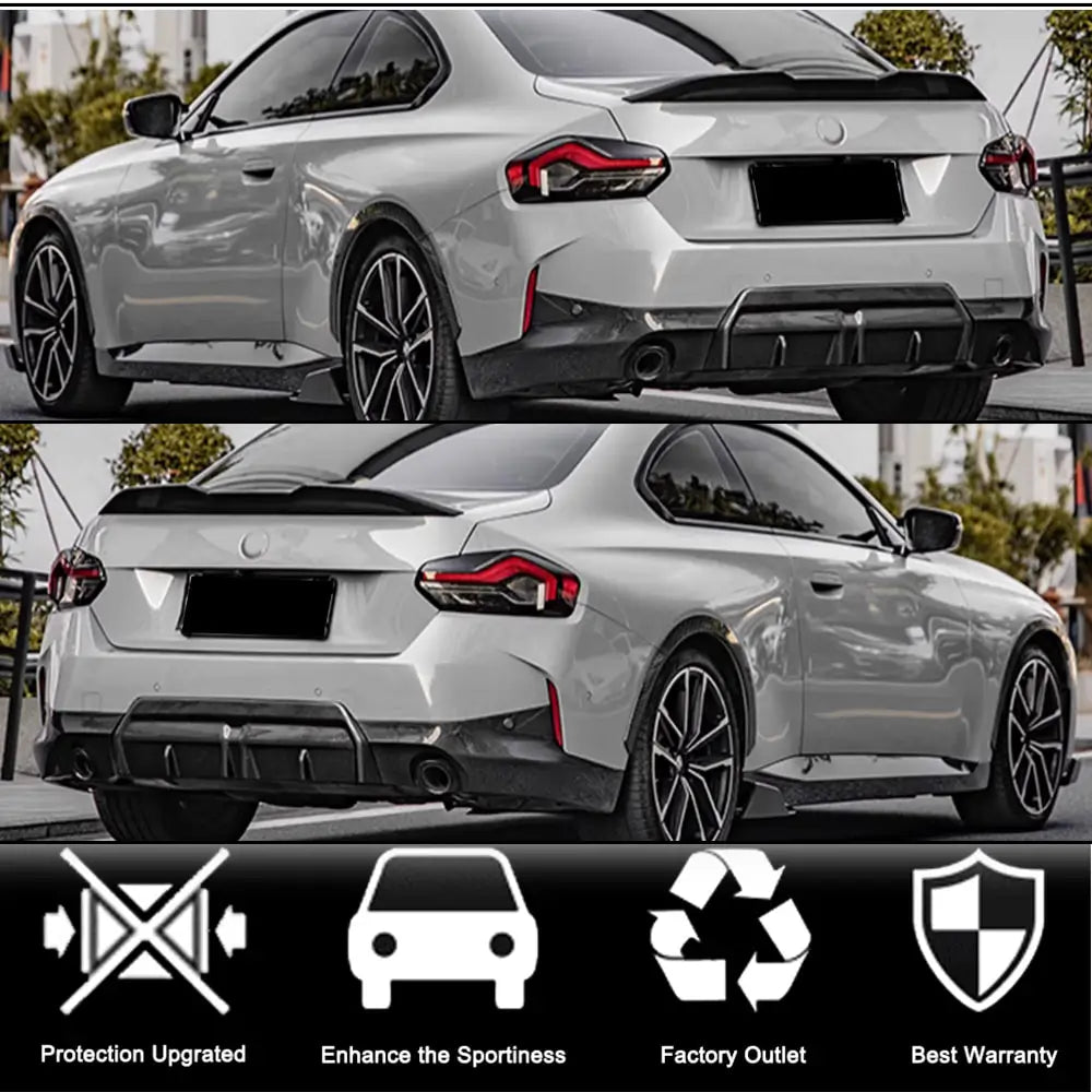 BMW 2 Series G42 2021- Rear Bumper Diffuser Black ABS V1 (M Sport) photo 2