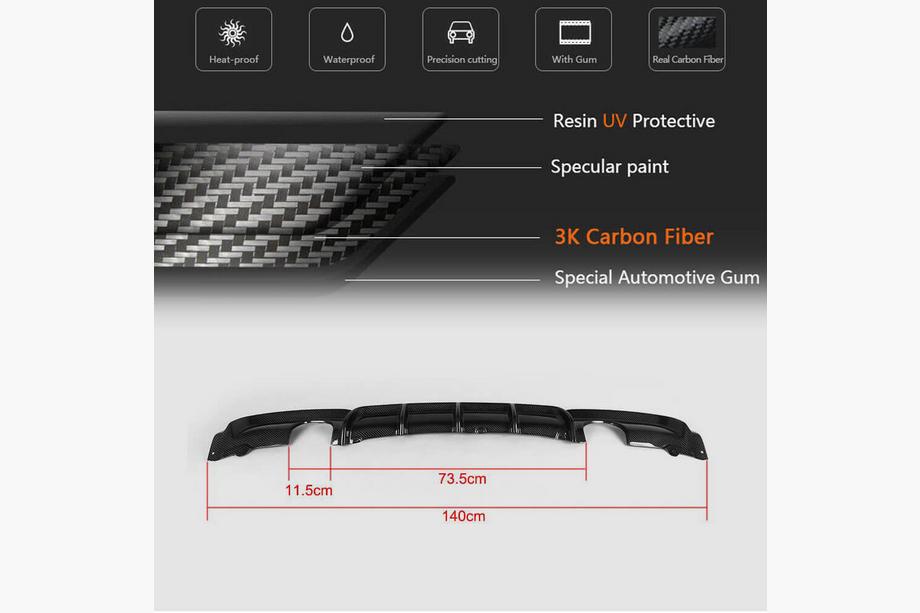 BMW 3 Series F30/F31 2012-2019 Rear Bumper Diffuser Carbon V2 (for M-Sport) Photo 5