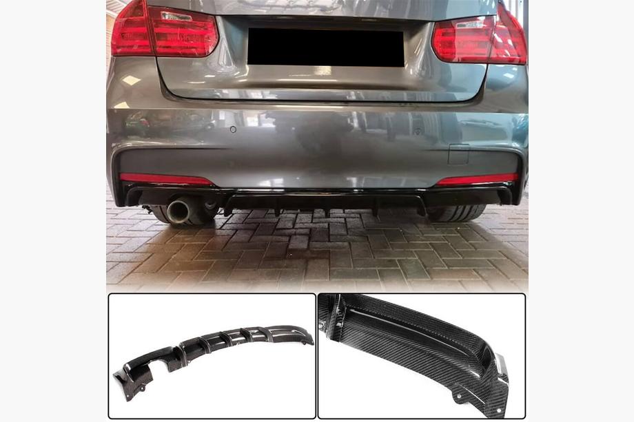 BMW 3 Series F30/F31 2012-2019 Rear Bumper Diffuser V3 (for F30 M-Sport, Carbon) Image
