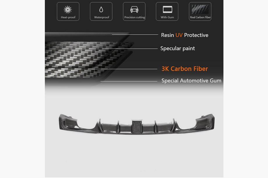 BMW 3 Series F30/F31 2012-2019 Rear Bumper Diffuser V2 for F30 M-Sport, Carbon Photo 13