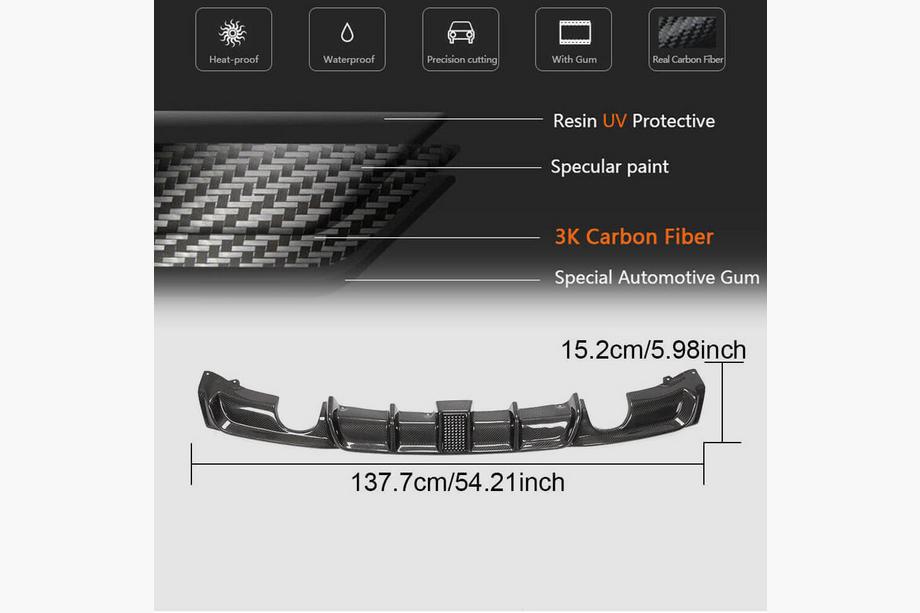 BMW 3 Series F30/F31 2012-2019 Rear Bumper Diffuser V2 for F30 M-Sport, Carbon Photo 15