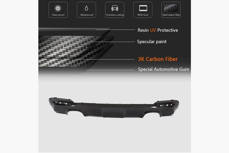 BMW 3 Series F34 2013–2020 Rear Bumper Diffuser V3 (for F34 M-Sport, Carbon) Photo 5